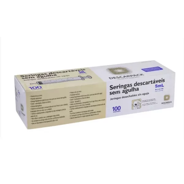 Seringa descartável 5ml s/agulha LUER SLIP